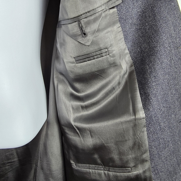 Joseph & Feiss Men's Classic Gray Herringbone Blazer 100% Lambswool Size 50R - Picture 8 of 11